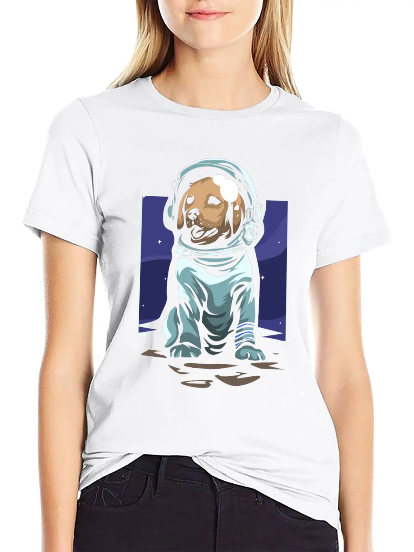 Astronaut Dog Basic Graphic T-Shirt ¨C Daily Comfort In Soft Cotton
