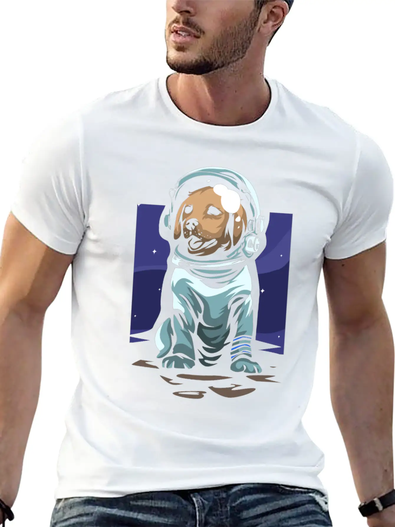 Astronaut Dog Basic Graphic T-Shirt ¨C Daily Comfort In Soft Cotton