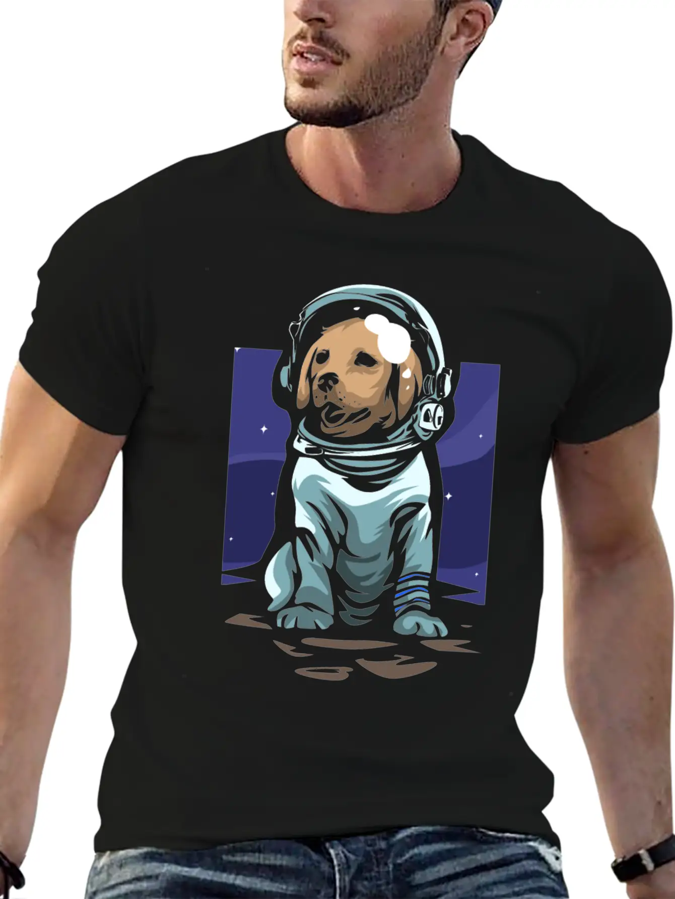 Astronaut Dog Basic Graphic T-Shirt ¨C Daily Comfort In Soft Cotton