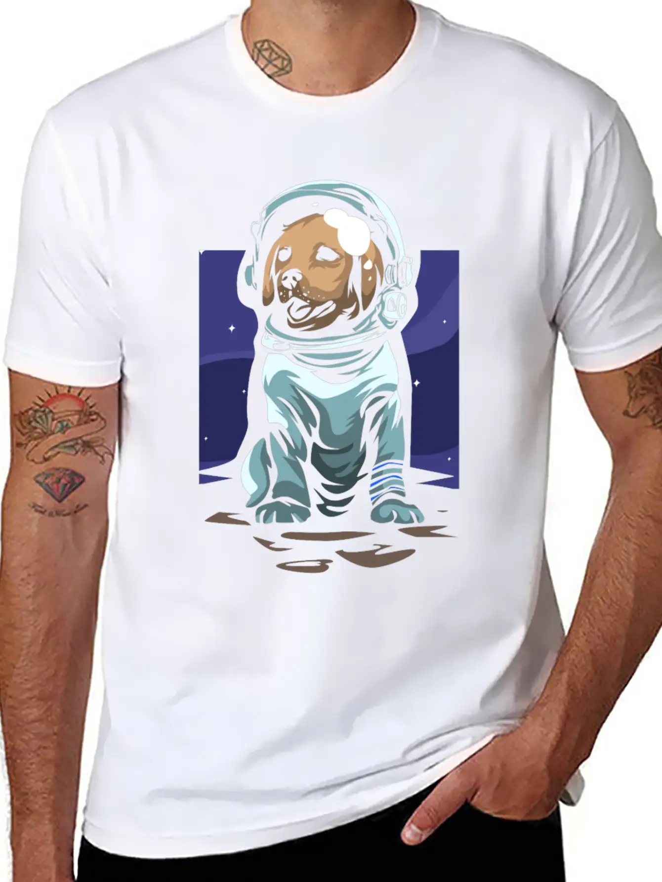 Astronaut Dog Basic Graphic T-Shirt ¨C Daily Comfort In Soft Cotton