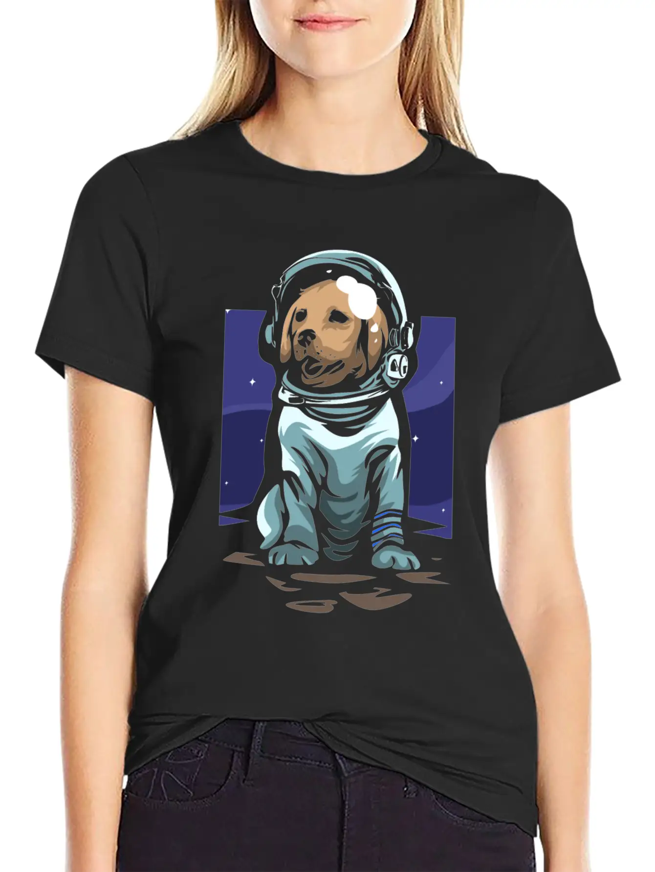 Astronaut Dog Basic Graphic T-Shirt ¨C Daily Comfort In Soft Cotton