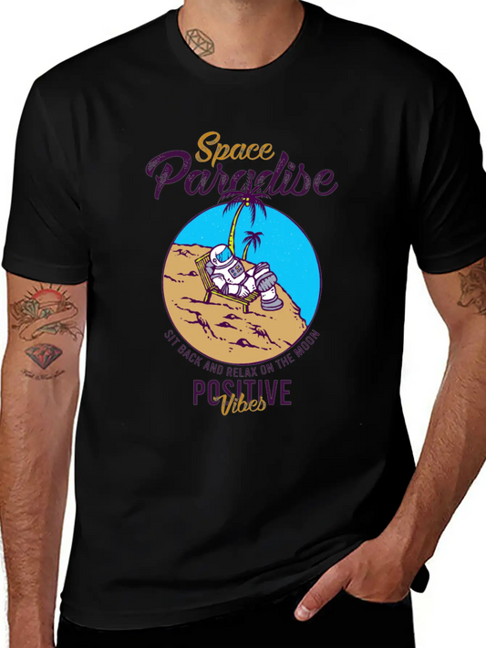 Astronaut Relax Moon With Beach View Paradise 80s Soft Cotton Short Sleeve Tee ¨C Unisex Wardrobe Staple