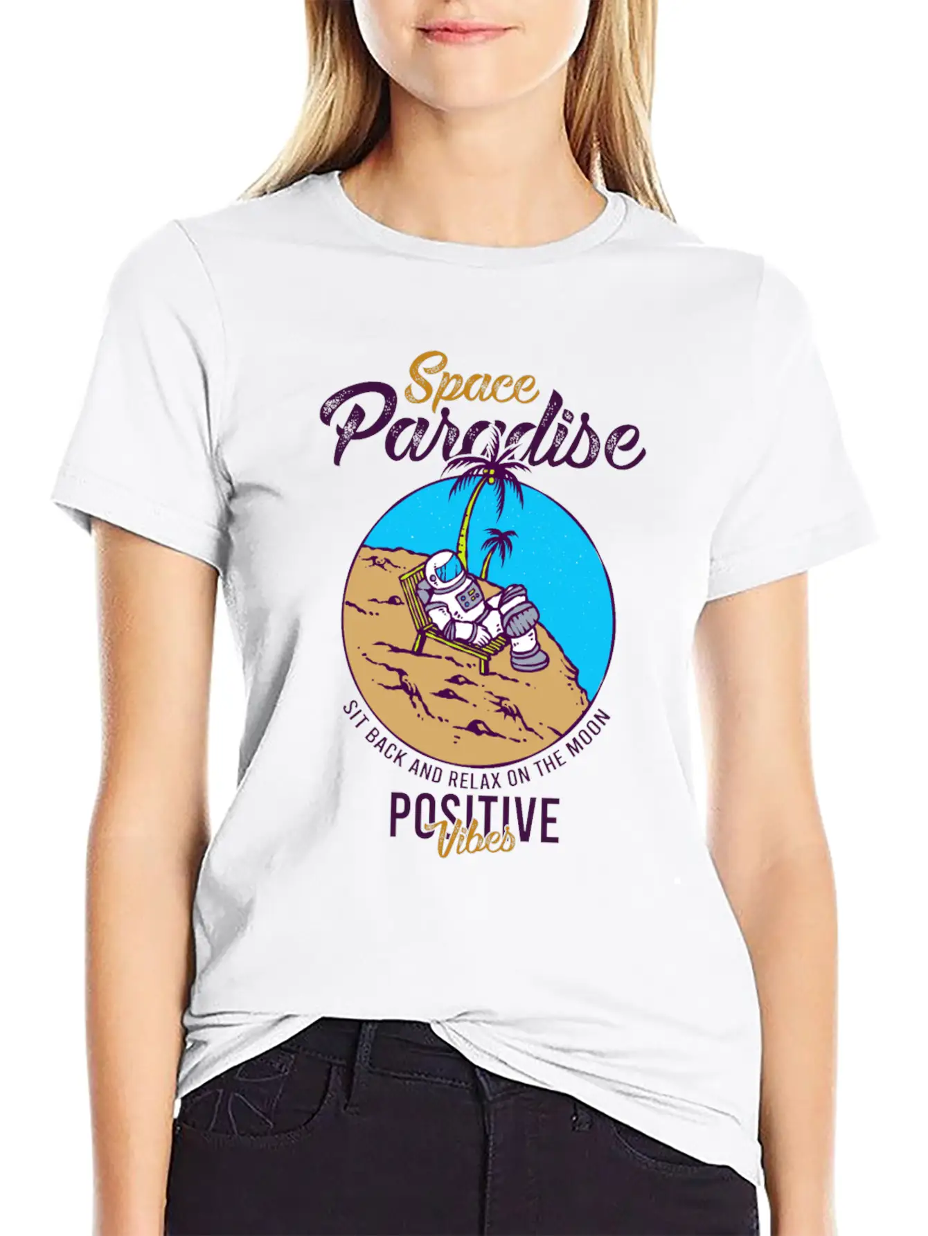 Astronaut Relax Moon With Beach View Paradise 80s Soft Cotton Short Sleeve Tee ¨C Unisex Wardrobe Staple
