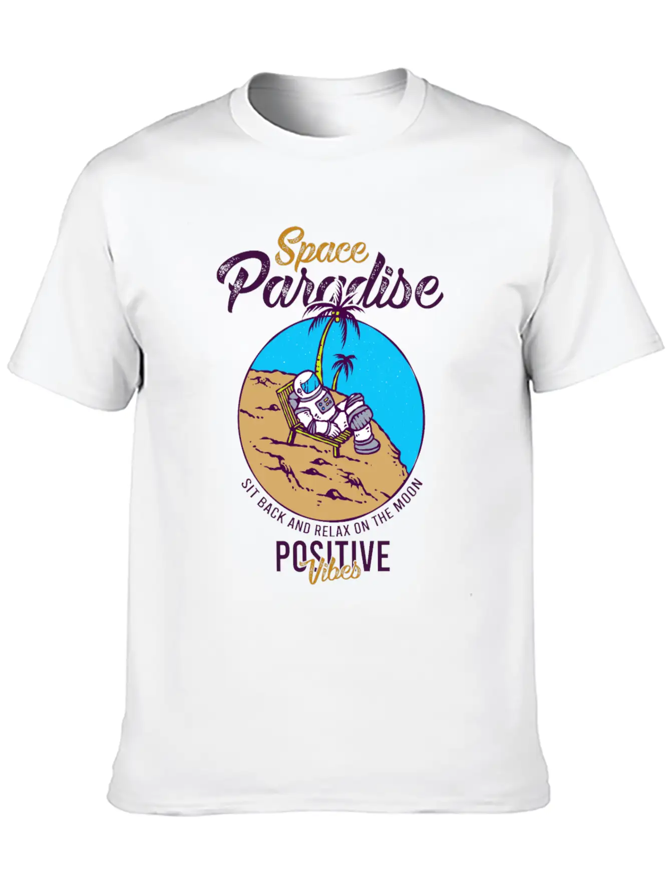Astronaut Relax Moon With Beach View Paradise 80s Soft Cotton Short Sleeve Tee ¨C Unisex Wardrobe Staple