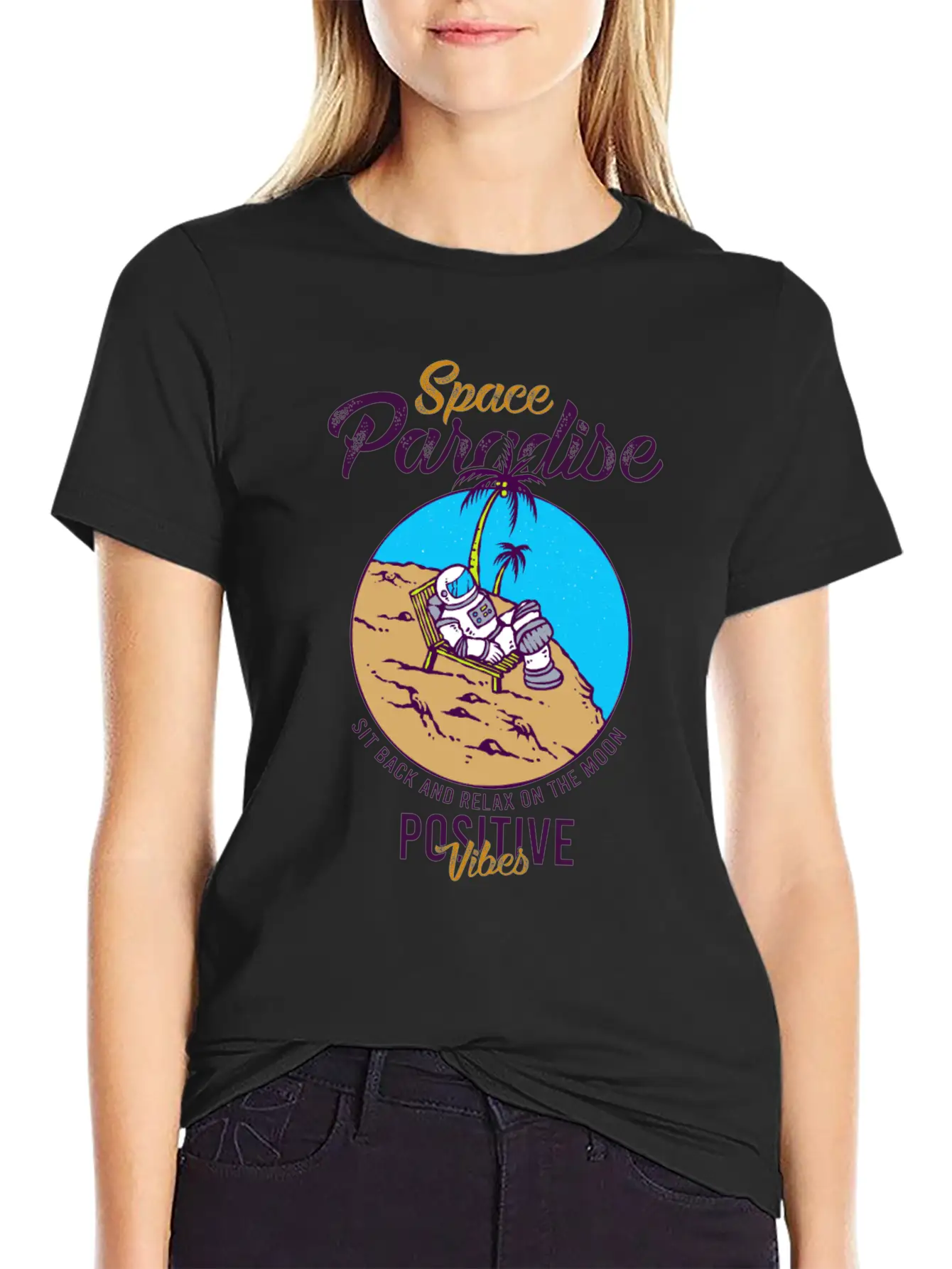 Astronaut Relax Moon With Beach View Paradise 80s Soft Cotton Short Sleeve Tee ¨C Unisex Wardrobe Staple