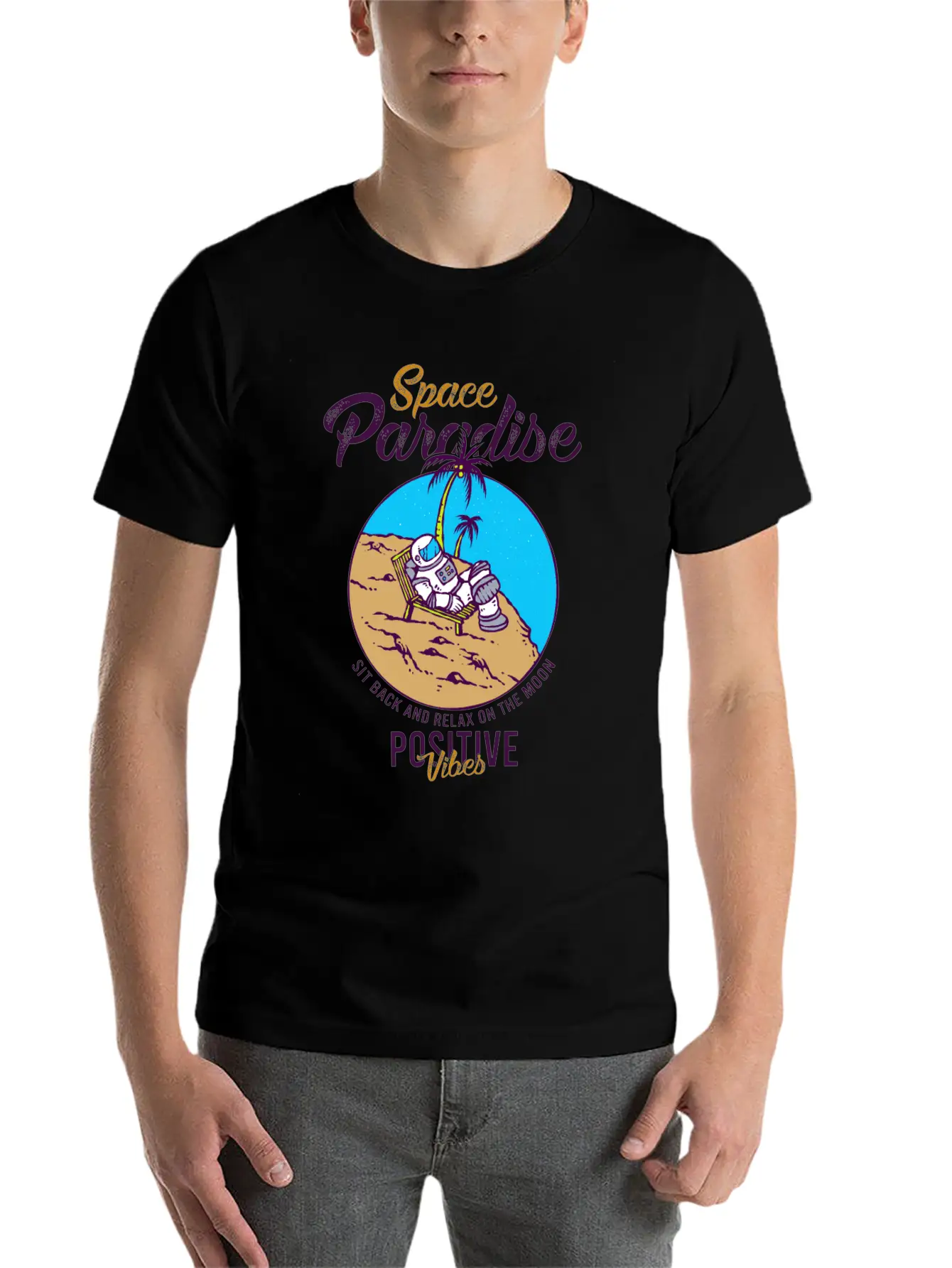 Astronaut Relax Moon With Beach View Paradise 80s Soft Cotton Short Sleeve Tee ¨C Unisex Wardrobe Staple