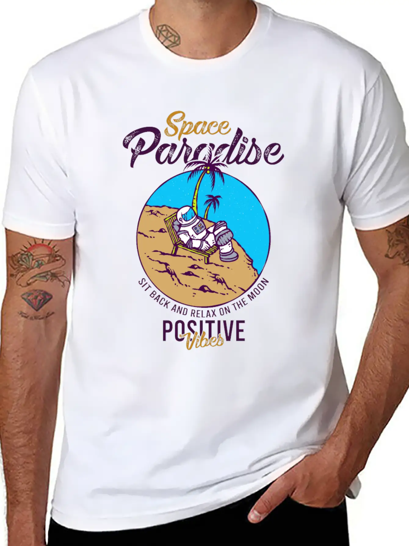 Astronaut Relax Moon With Beach View Paradise 80s Soft Cotton Short Sleeve Tee ¨C Unisex Wardrobe Staple