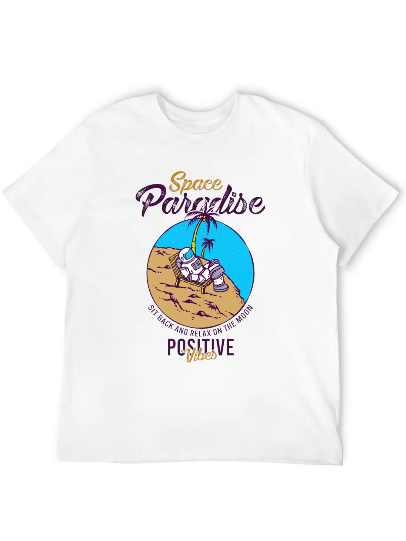 Astronaut Relax Moon With Beach View Paradise 80s Soft Cotton Short Sleeve Tee ¨C Unisex Wardrobe Staple