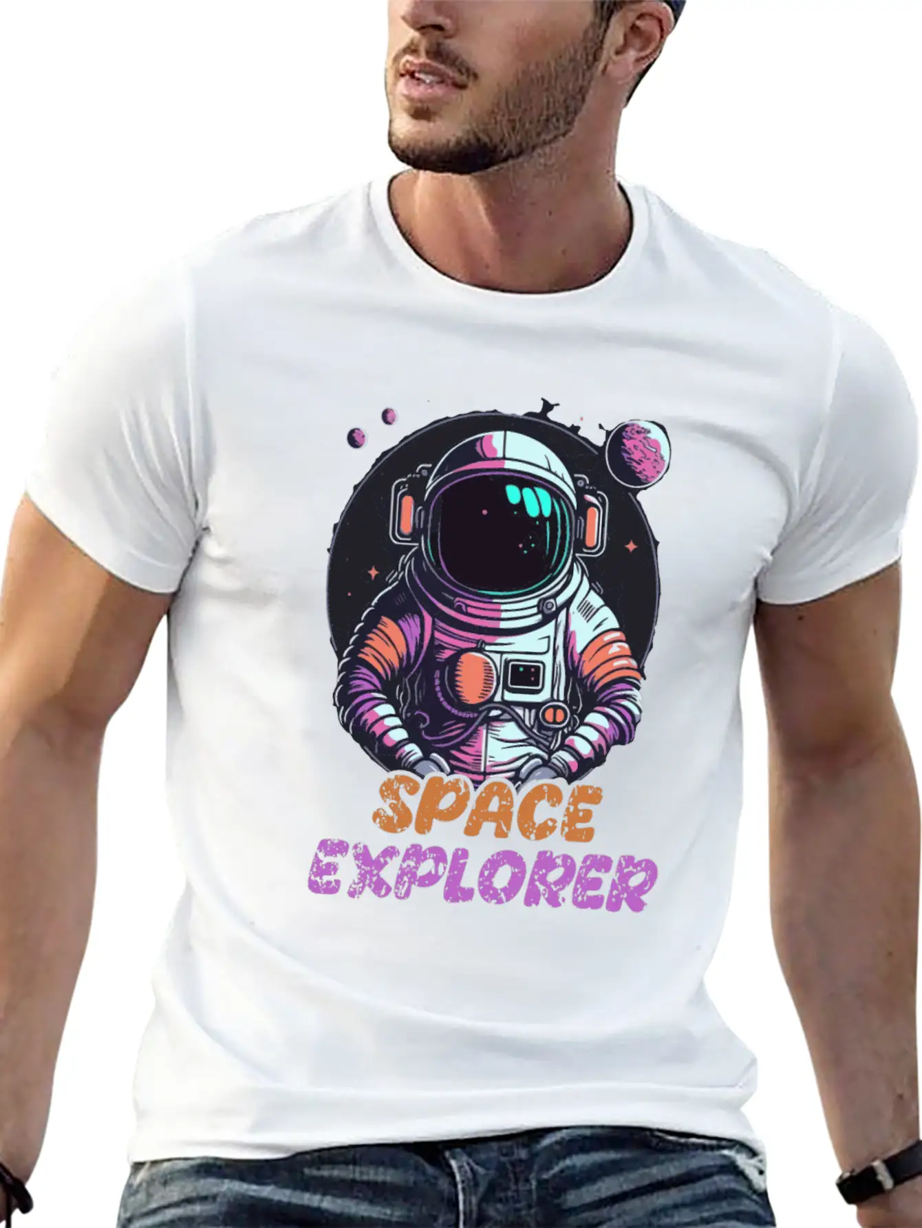 Astronaut Space Explorer Basic Graphic T-Shirt ¨C Daily Comfort In Soft Cotton