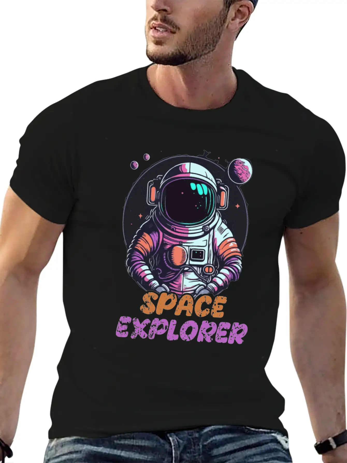 Astronaut Space Explorer Basic Graphic T-Shirt ¨C Daily Comfort In Soft Cotton