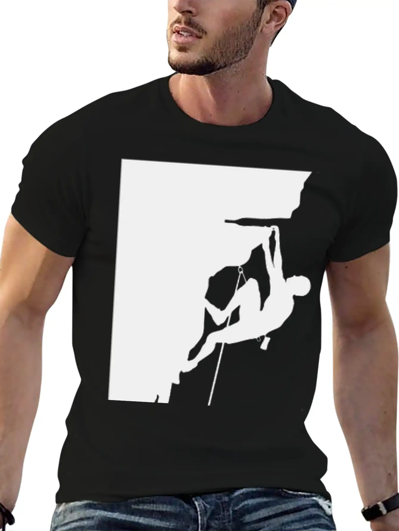 Athletic Man Climbing Mountain Rock Basic Graphic T-Shirt ¨C Daily Comfort In Soft Cotton