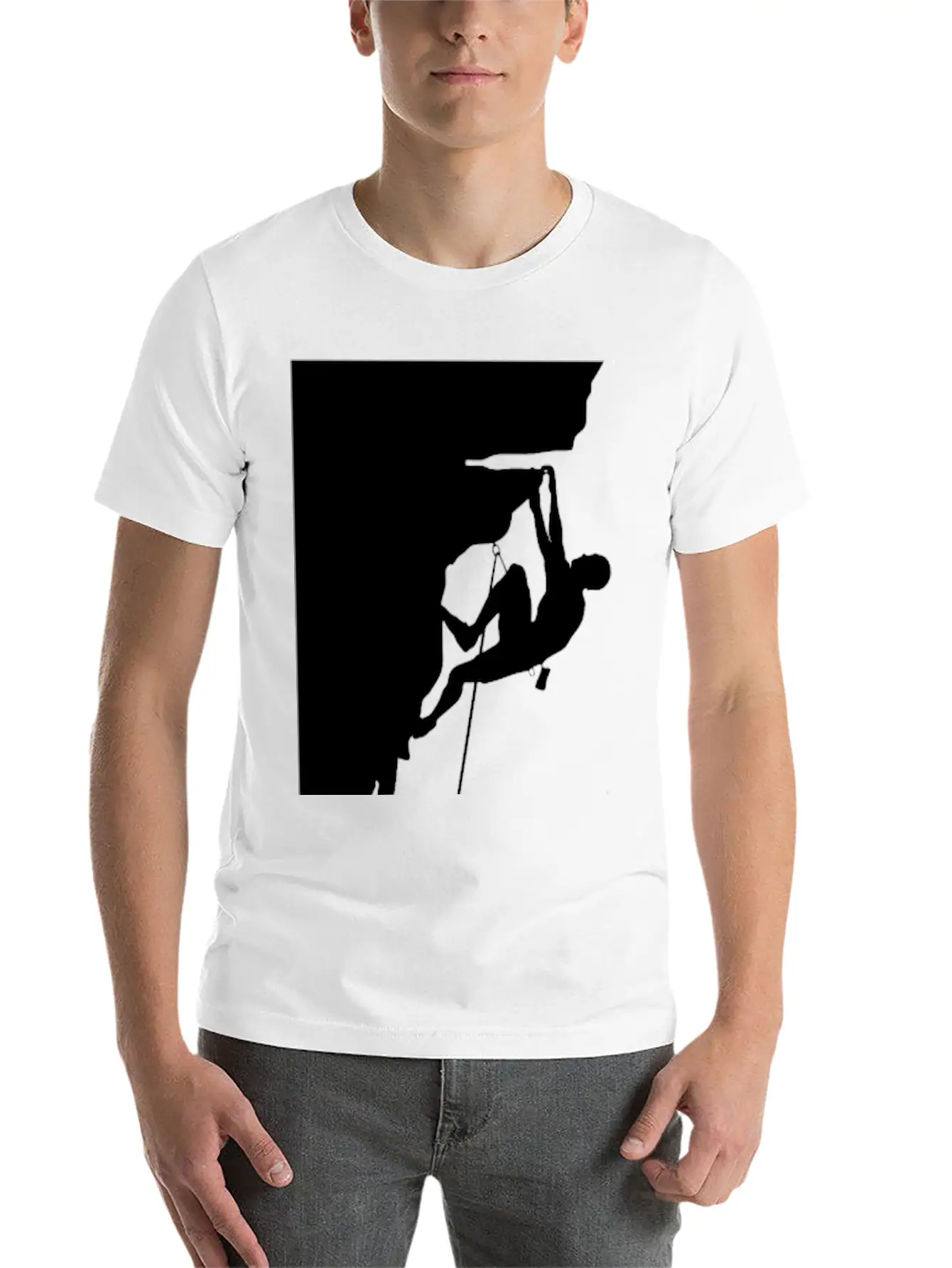 Athletic Man Climbing Mountain Rock Basic Graphic T-Shirt ¨C Daily Comfort In Soft Cotton