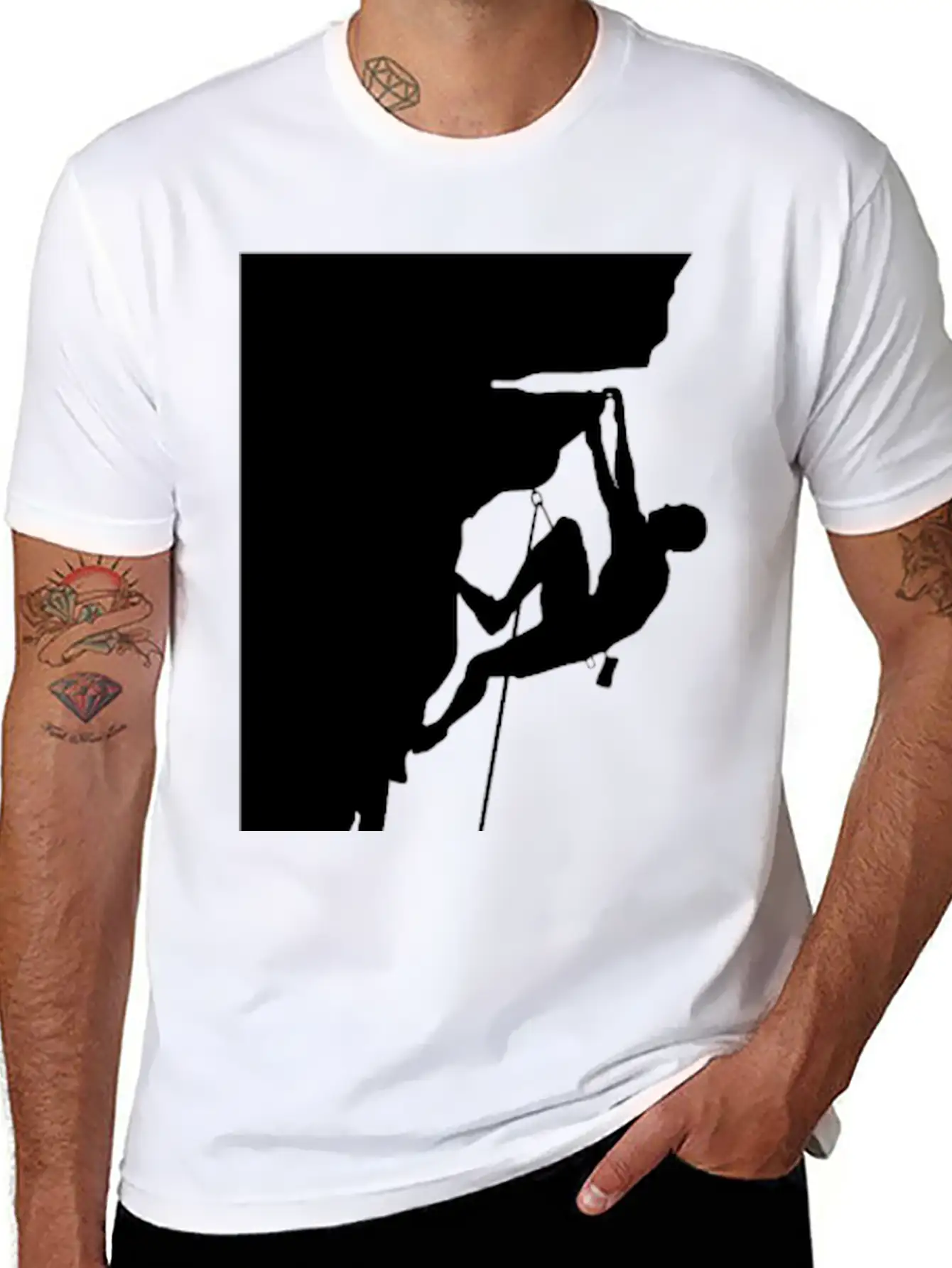 Athletic Man Climbing Mountain Rock Basic Graphic T-Shirt ¨C Daily Comfort In Soft Cotton