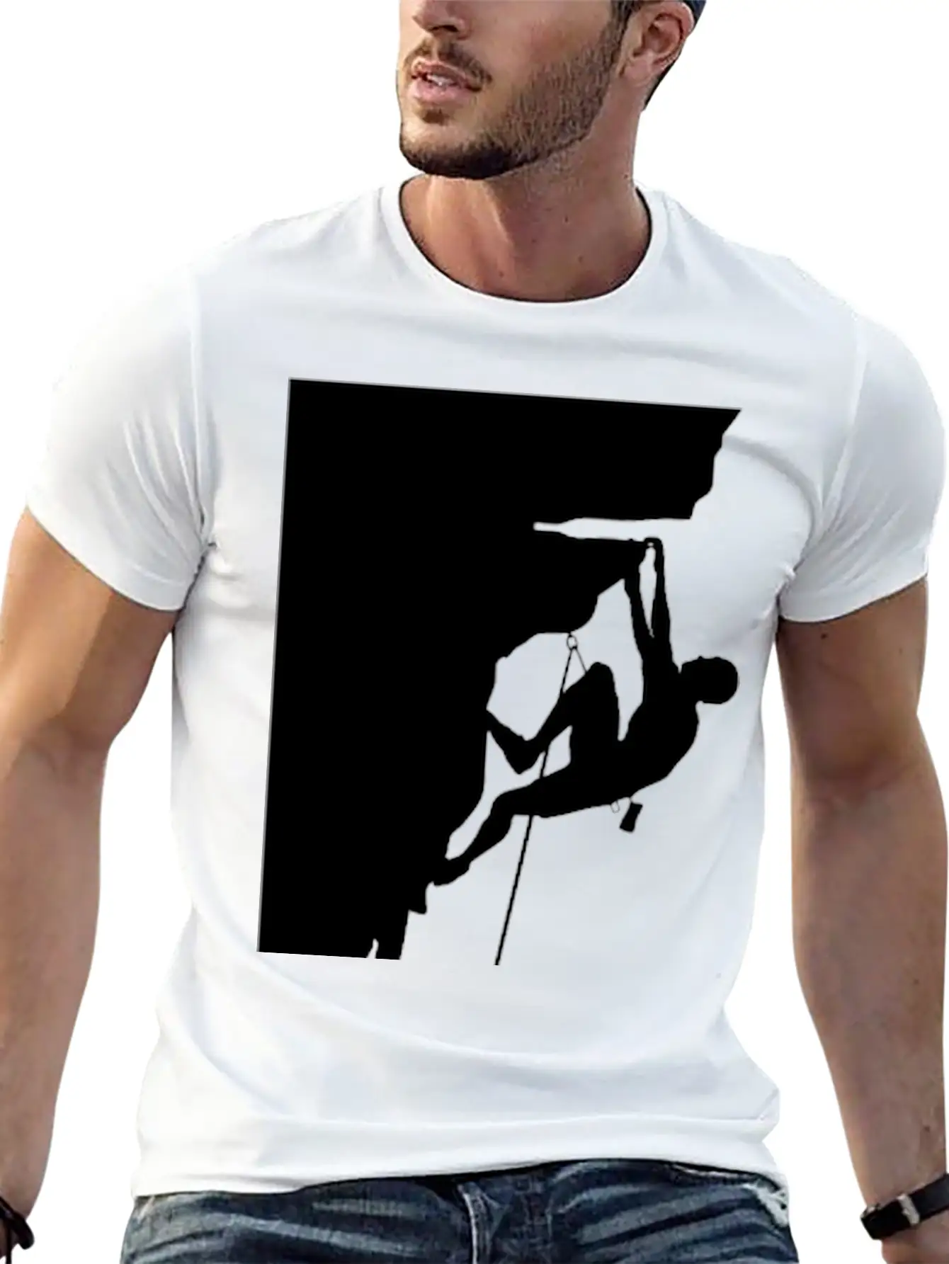 Athletic Man Climbing Mountain Rock Basic Graphic T-Shirt ¨C Daily Comfort In Soft Cotton