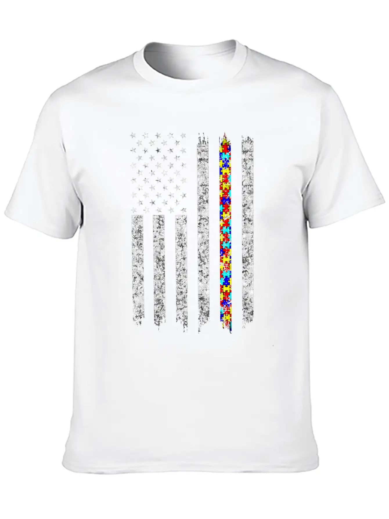 Autism Awareness American Flag Basic Graphic T-Shirt ¨C Daily Comfort In Soft Cotton