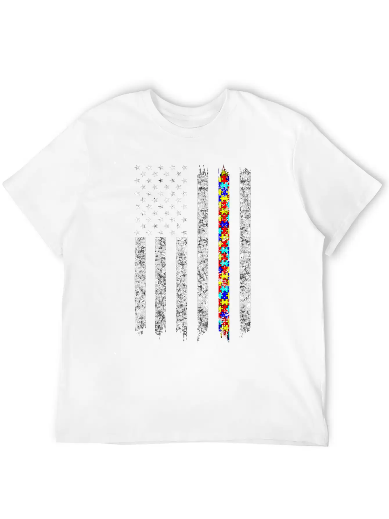 Autism Awareness American Flag Basic Graphic T-Shirt ¨C Daily Comfort In Soft Cotton