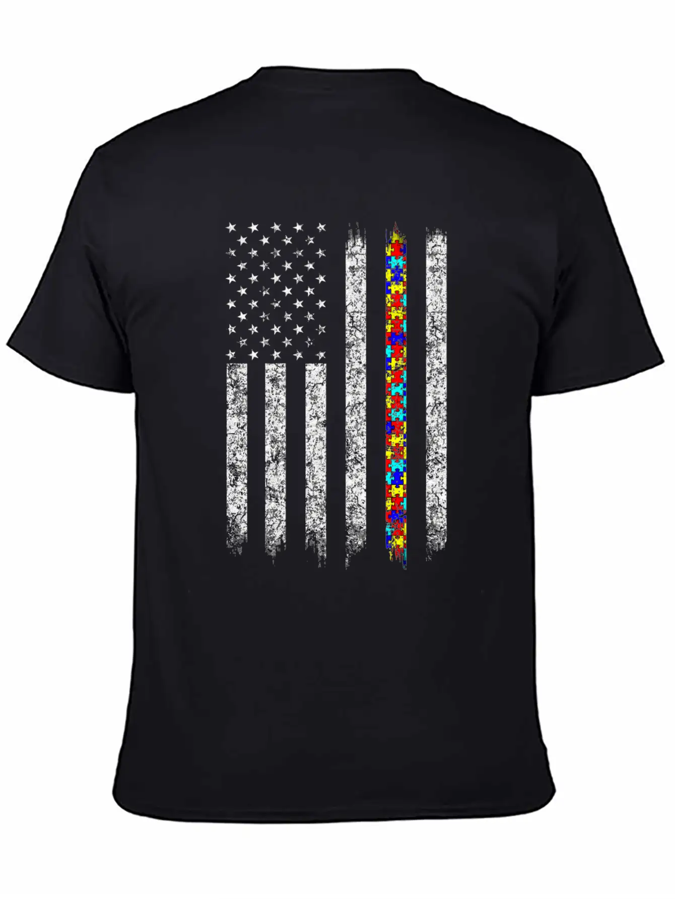 Autism Awareness American Flag Basic Graphic T-Shirt ¨C Daily Comfort In Soft Cotton