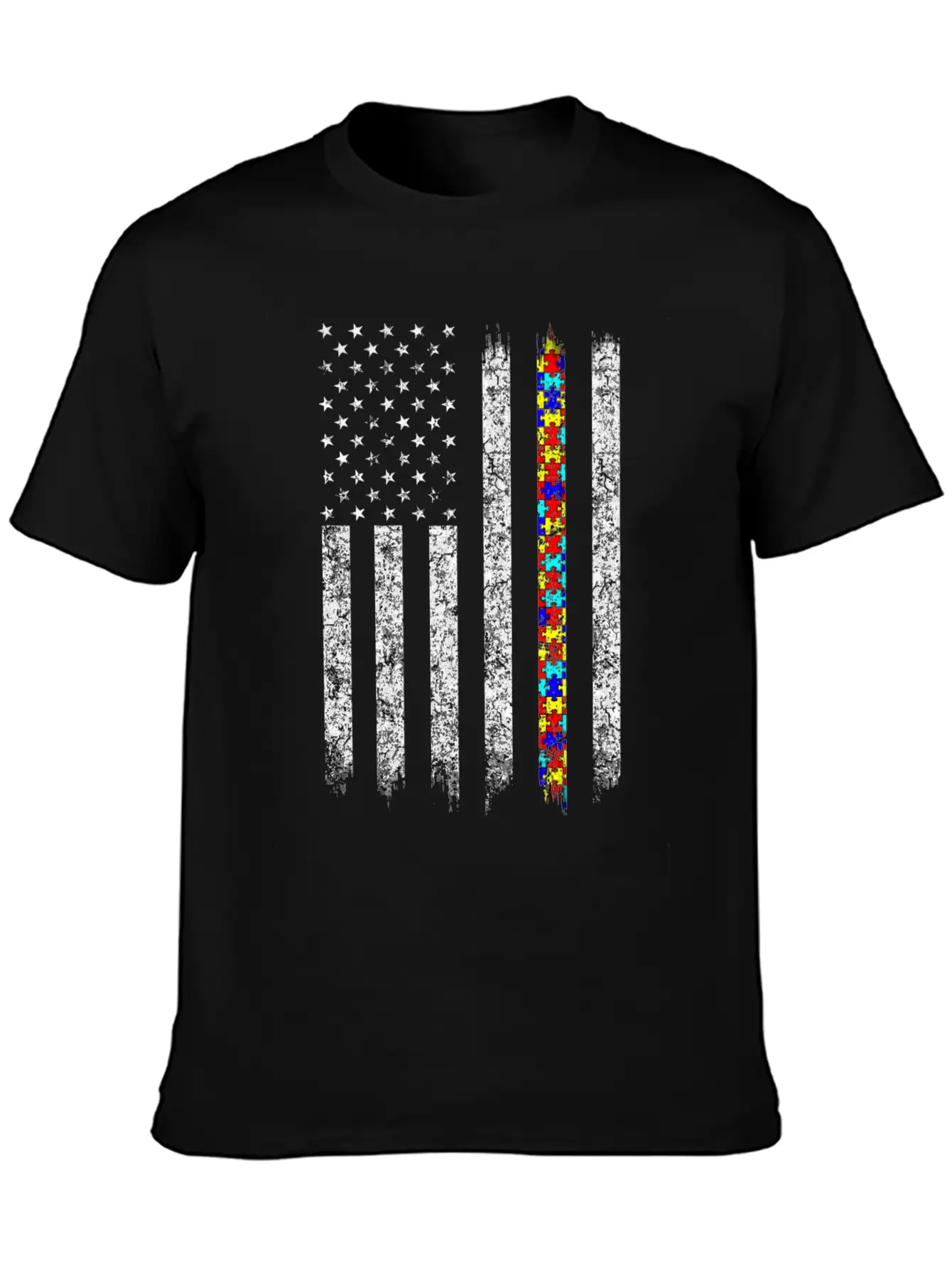 Autism Awareness American Flag Basic Graphic T-Shirt ¨C Daily Comfort In Soft Cotton