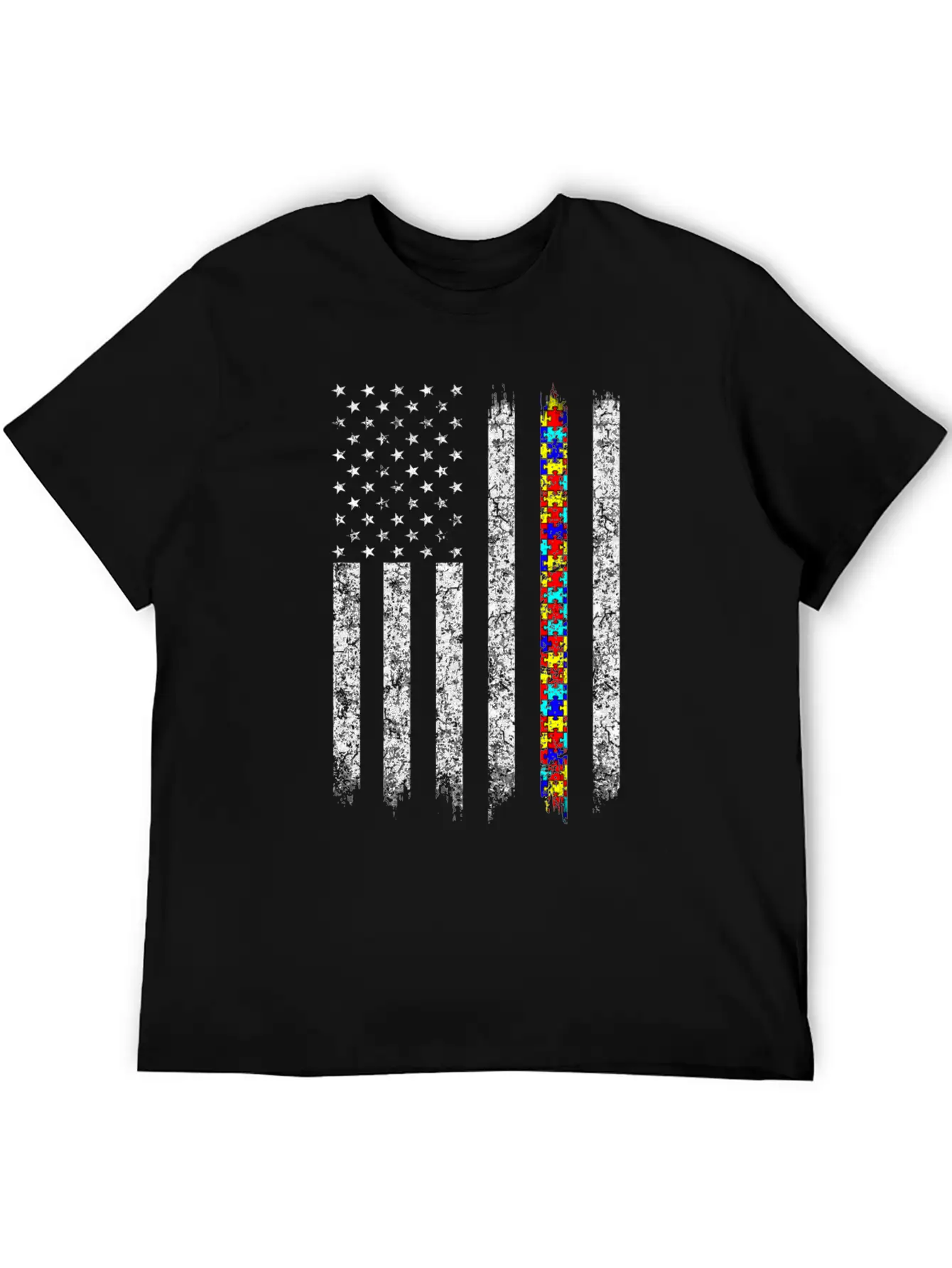 Autism Awareness American Flag Basic Graphic T-Shirt ¨C Daily Comfort In Soft Cotton