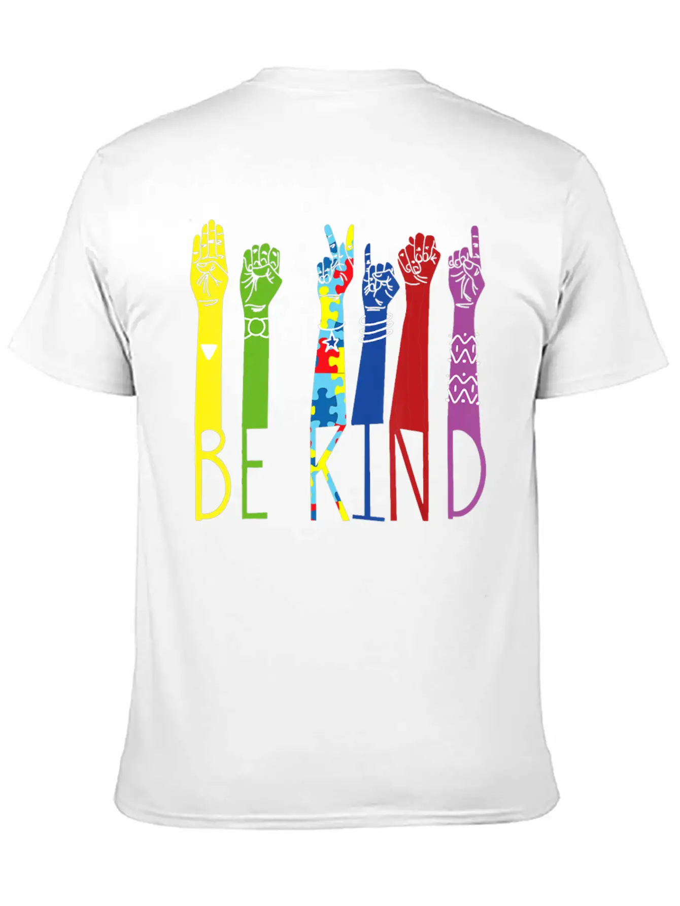 Autism Awareness Be Kind Sign Language Hand Basic Graphic T-Shirt ¨C Daily Comfort In Soft Cotton