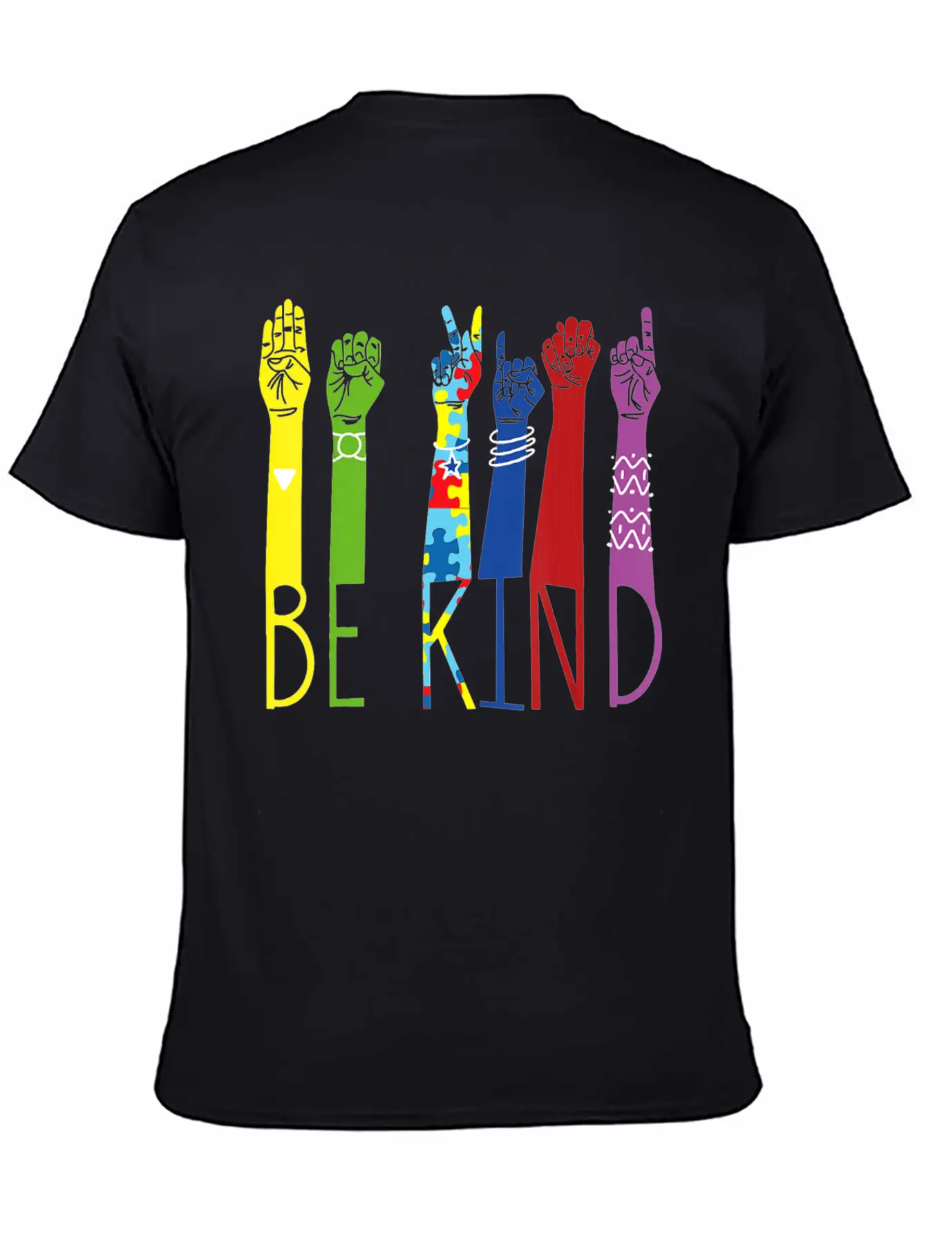Autism Awareness Be Kind Sign Language Hand Basic Graphic T-Shirt ¨C Daily Comfort In Soft Cotton