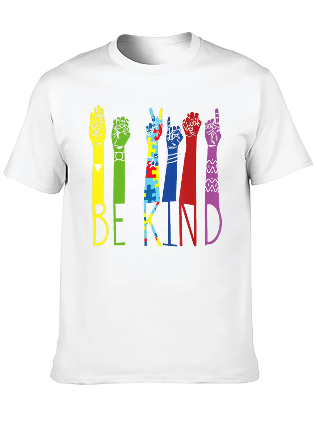 Autism Awareness Be Kind Sign Language Hand Basic Graphic T-Shirt ¨C Daily Comfort In Soft Cotton