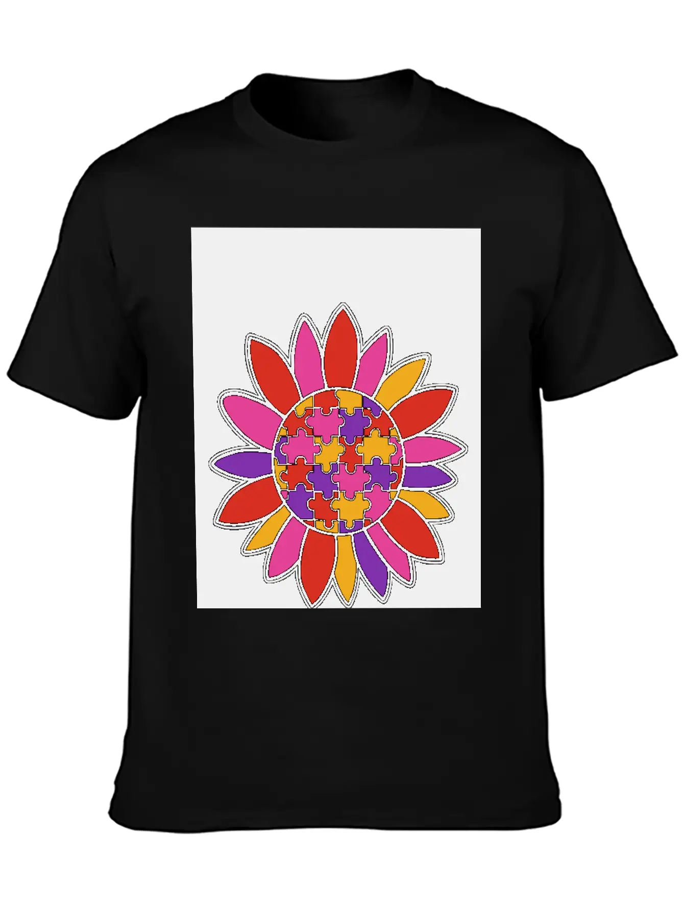Autism Flower Puzzle Down Syndrome Trisomie 21 ASD Soft Cotton Short Sleeve Tee ¨C Unisex Wardrobe Staple