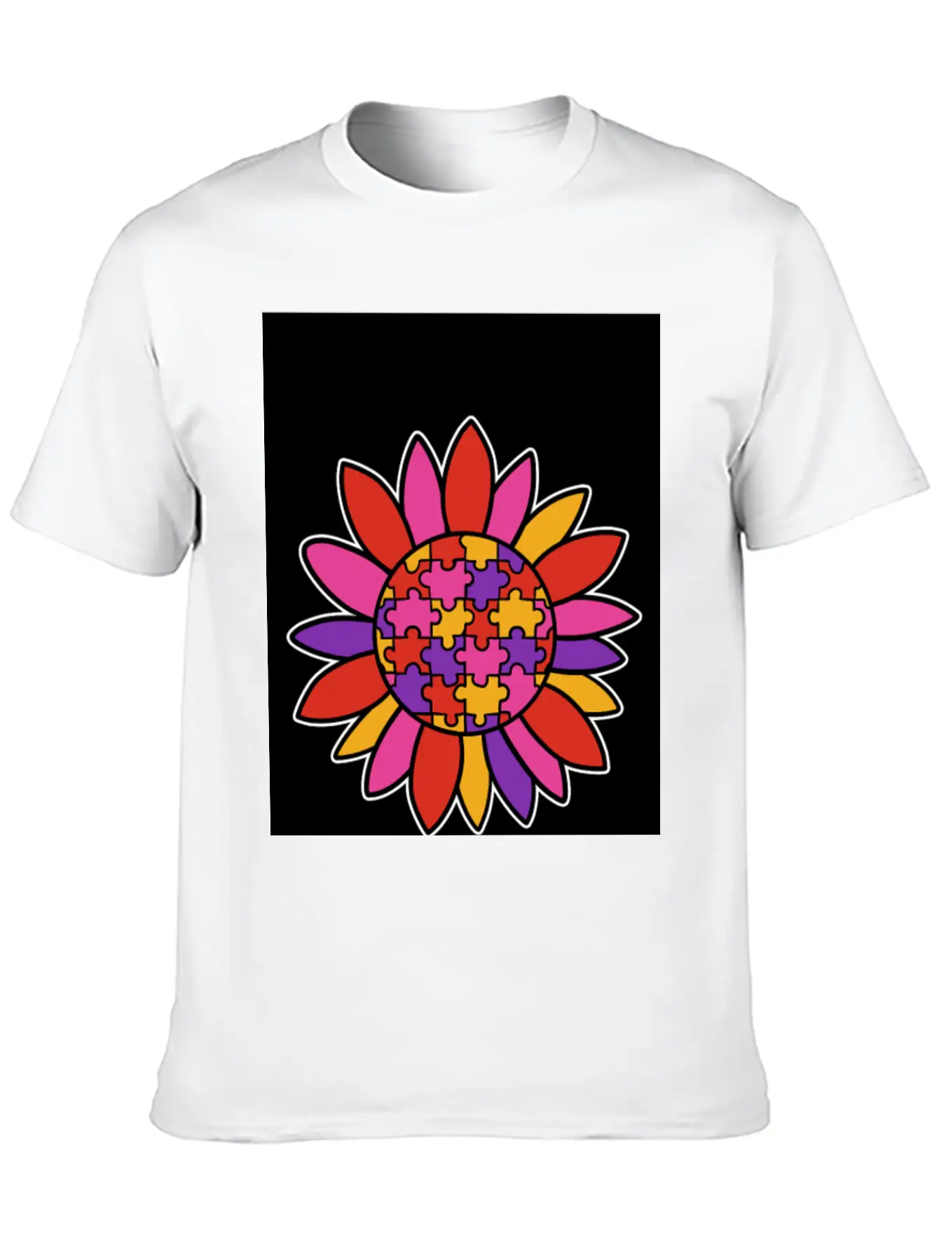 Autism Flower Puzzle Down Syndrome Trisomie 21 ASD Soft Cotton Short Sleeve Tee ¨C Unisex Wardrobe Staple