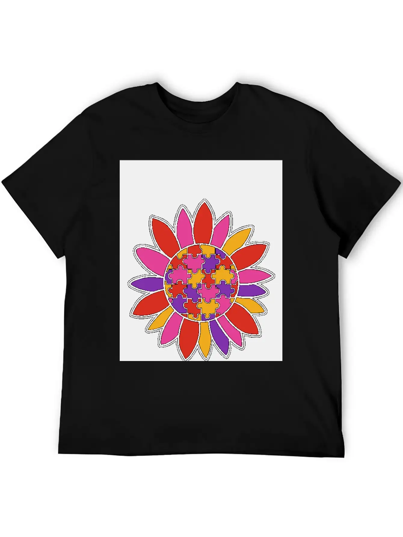 Autism Flower Puzzle Down Syndrome Trisomie 21 ASD Soft Cotton Short Sleeve Tee ¨C Unisex Wardrobe Staple
