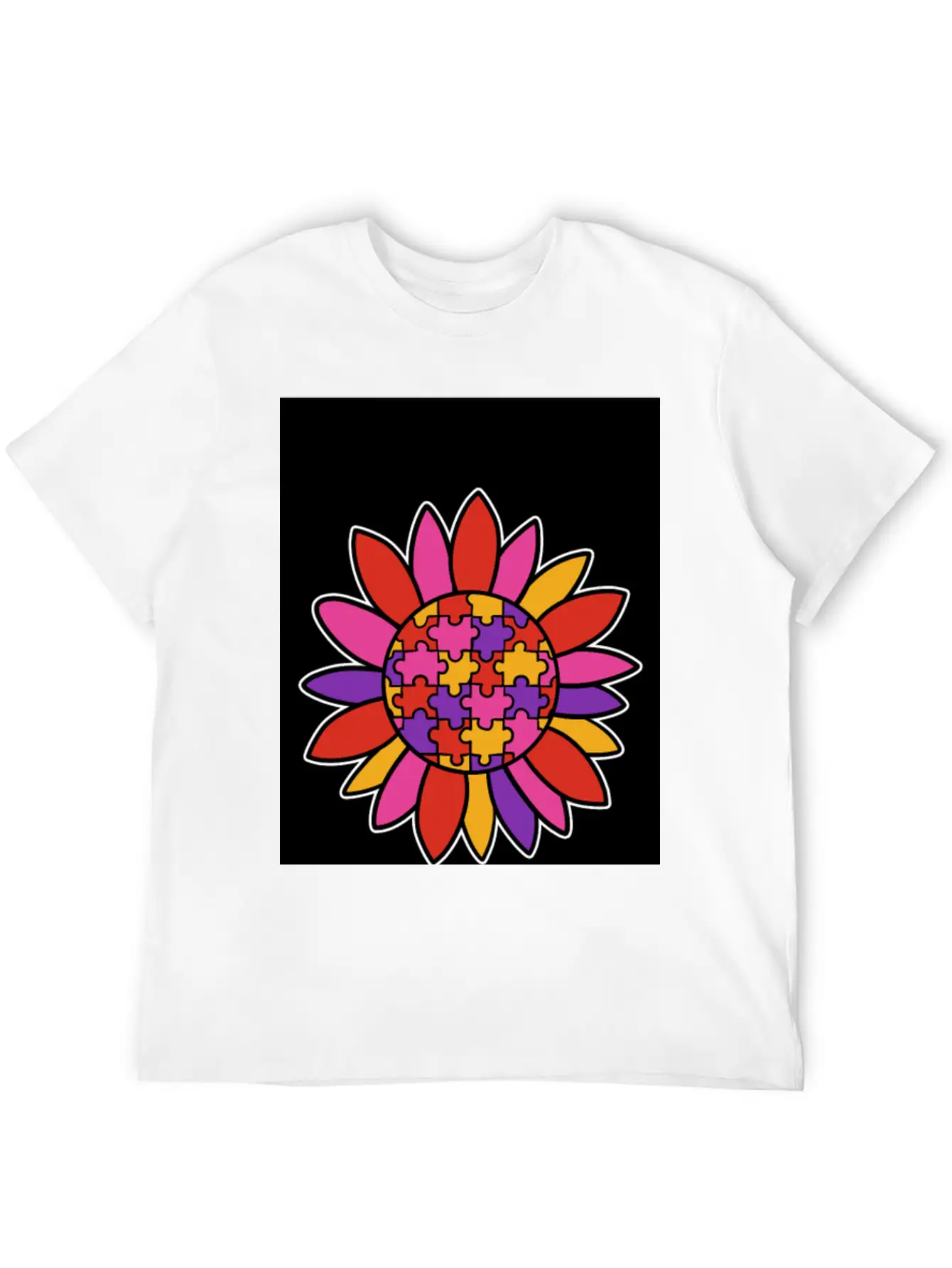 Autism Flower Puzzle Down Syndrome Trisomie 21 ASD Soft Cotton Short Sleeve Tee ¨C Unisex Wardrobe Staple