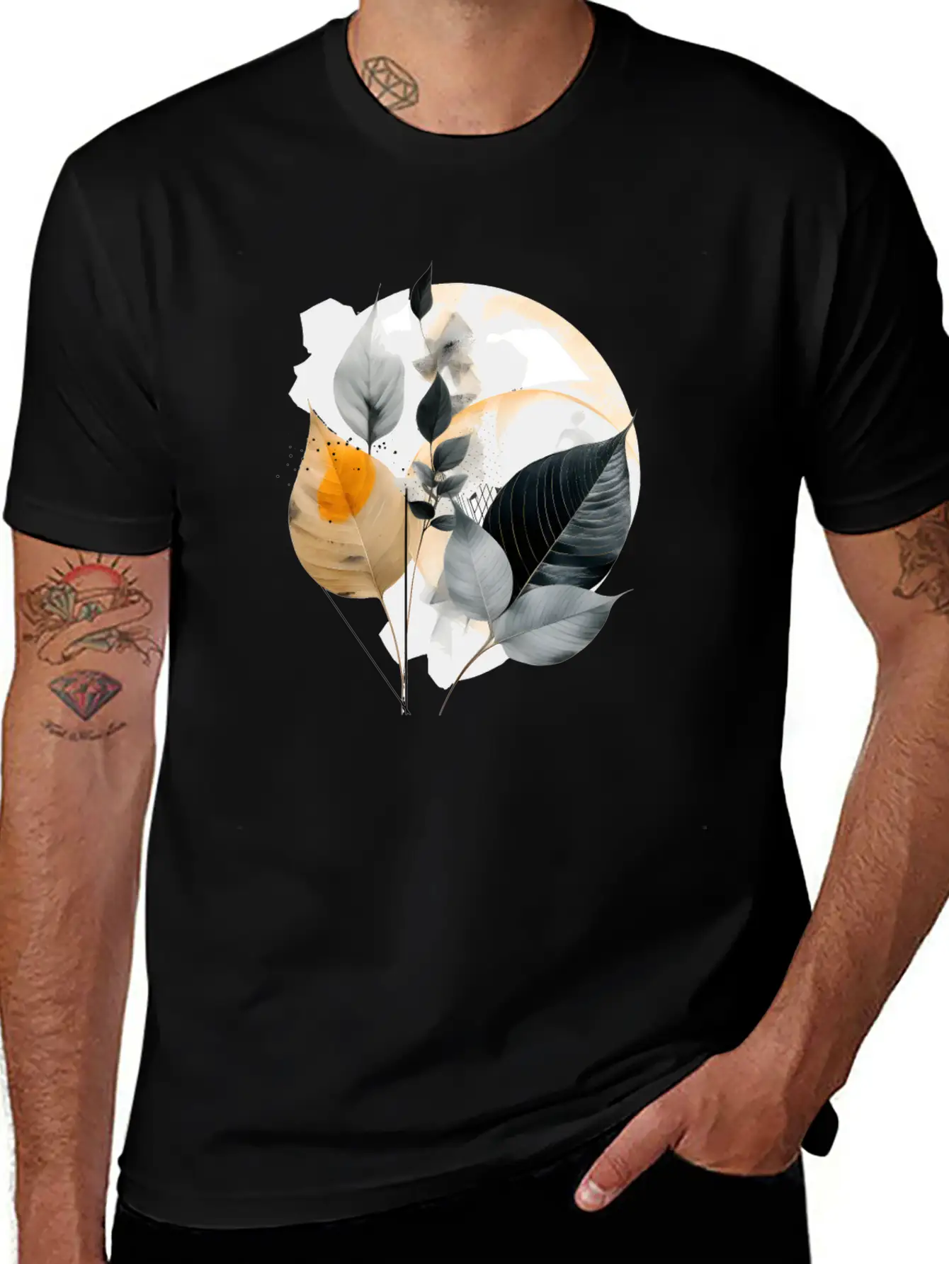Autumn Leaves Modern Artwork Basic Graphic T-Shirt ¨C Daily Comfort In Soft Cotton