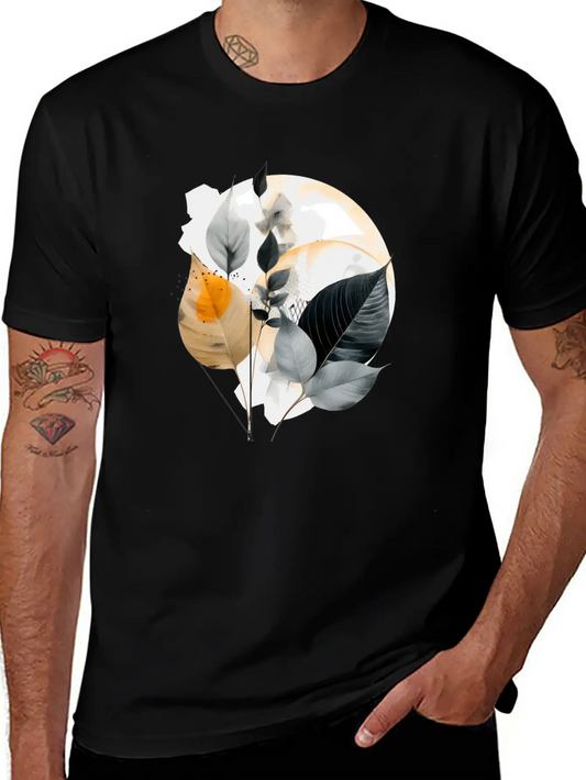 Autumn Leaves Modern Artwork Basic Graphic T-Shirt ¨C Daily Comfort In Soft Cotton