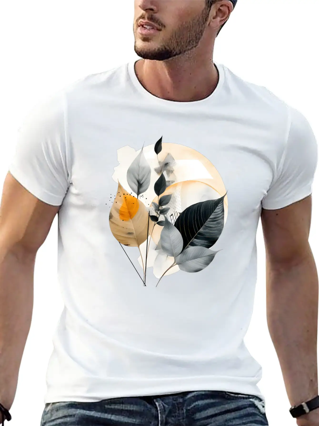 Autumn Leaves Modern Artwork Basic Graphic T-Shirt ¨C Daily Comfort In Soft Cotton