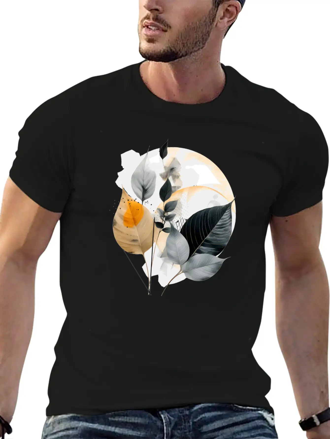 Autumn Leaves Modern Artwork Basic Graphic T-Shirt ¨C Daily Comfort In Soft Cotton