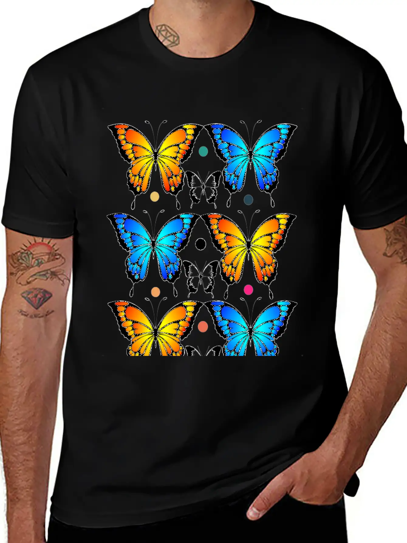 Autumn Papillons Butterfly, Pattern Basic Graphic T-Shirt ¨C Daily Comfort In Soft Cotton