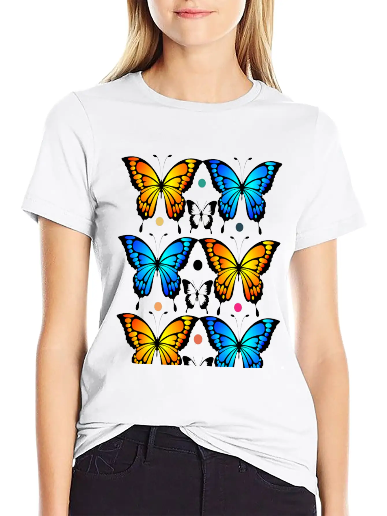 Autumn Papillons Butterfly, Pattern Basic Graphic T-Shirt ¨C Daily Comfort In Soft Cotton
