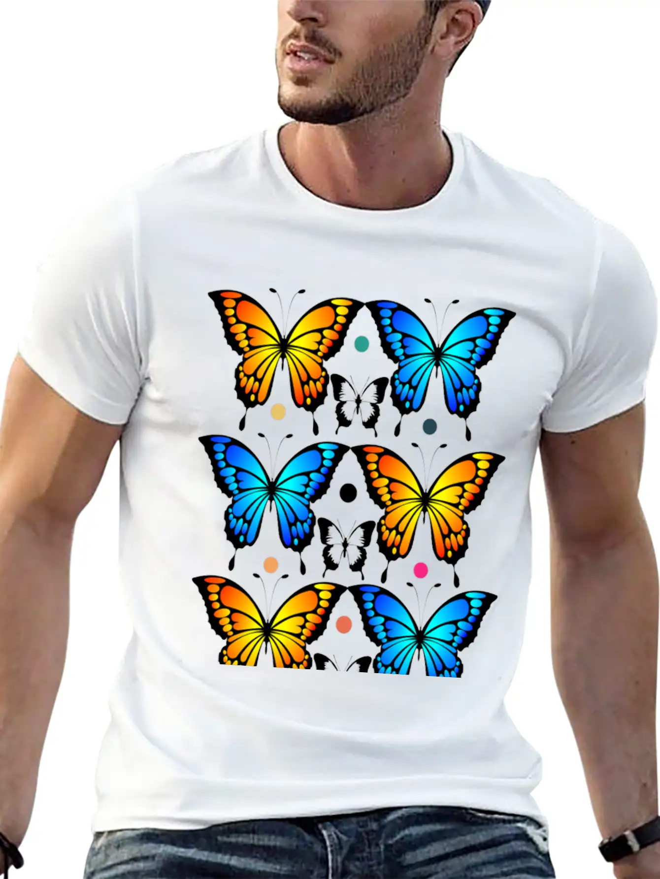 Autumn Papillons Butterfly, Pattern Basic Graphic T-Shirt ¨C Daily Comfort In Soft Cotton