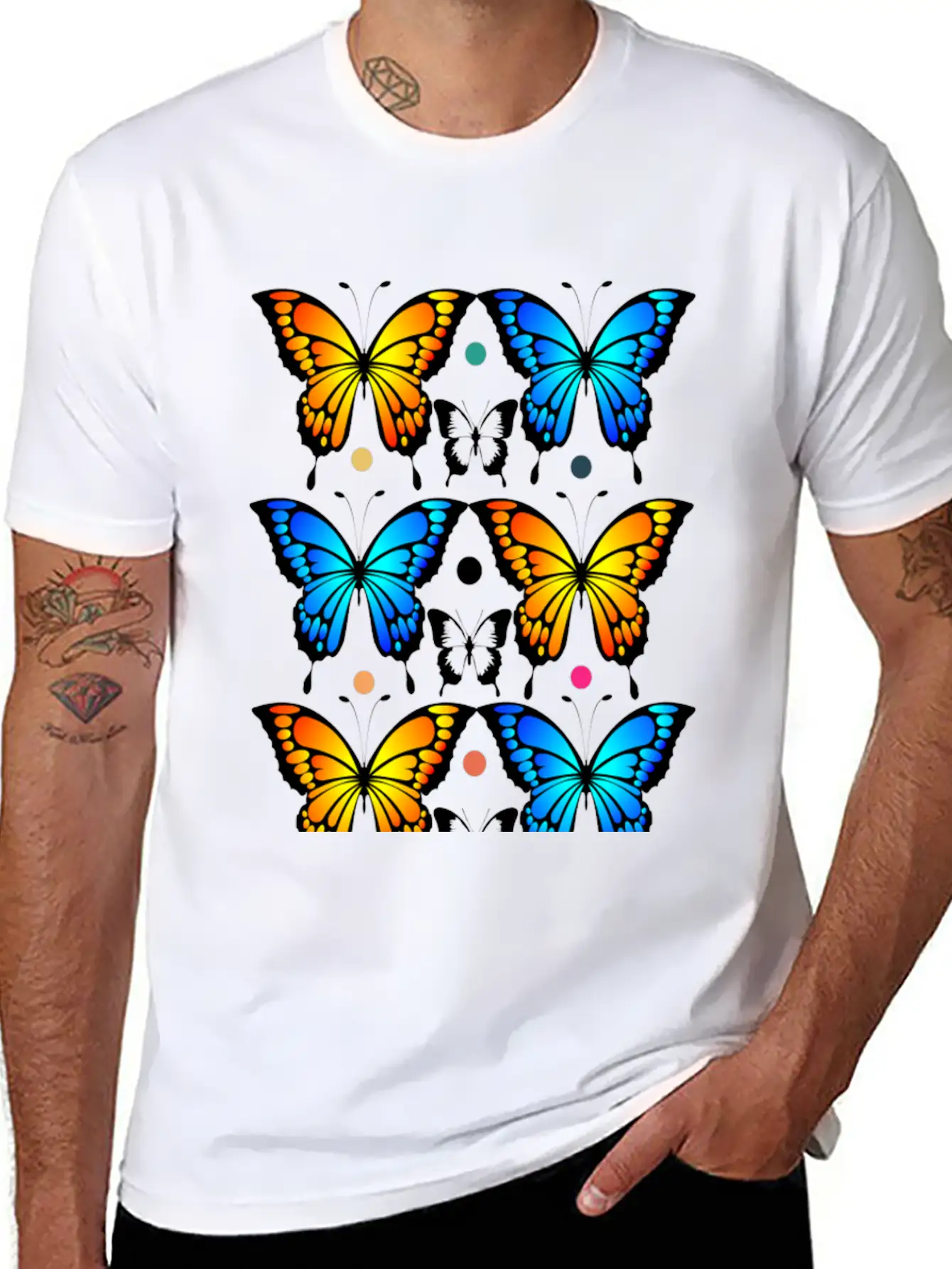 Autumn Papillons Butterfly, Pattern Basic Graphic T-Shirt ¨C Daily Comfort In Soft Cotton