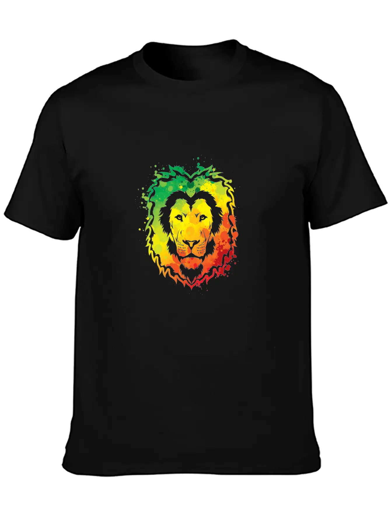 Awesome Colorful Lion Splash Reggae Essential Cotton Tee For Daily Outfits ¨C Unisex Style