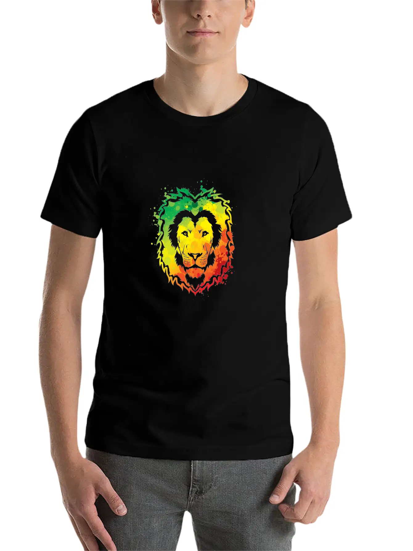 Awesome Colorful Lion Splash Reggae Essential Cotton Tee For Daily Outfits ¨C Unisex Style