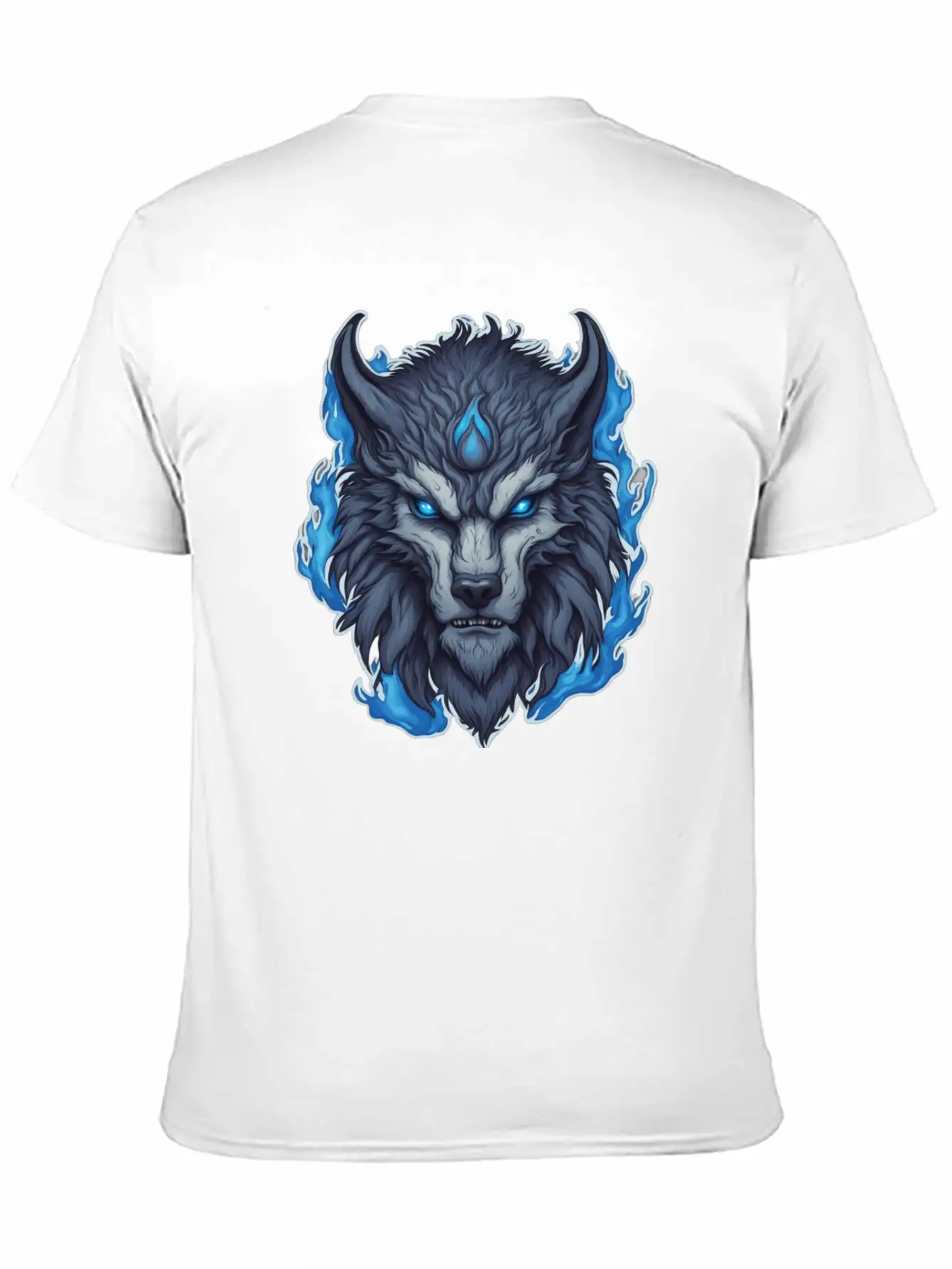 Azure Howler: Horned Wolf Essential Cotton Tee For Daily Outfits ¨C Unisex Style