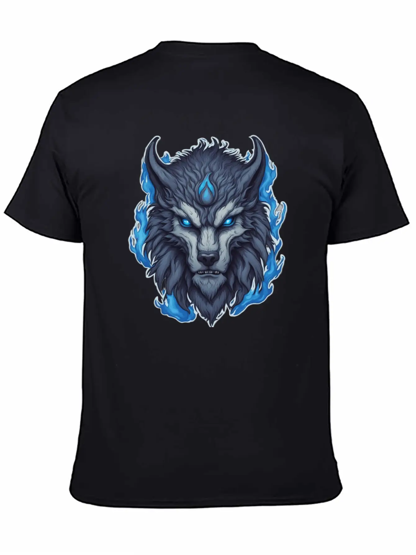 Azure Howler: Horned Wolf Essential Cotton Tee For Daily Outfits ¨C Unisex Style
