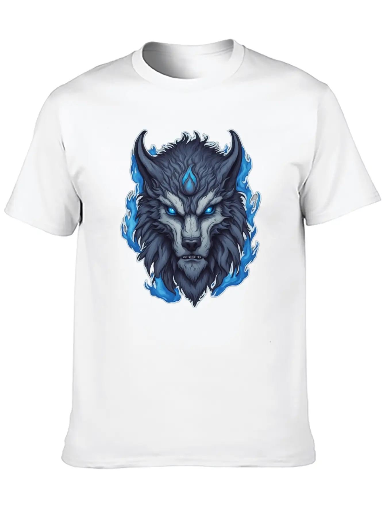 Azure Howler: Horned Wolf Essential Cotton Tee For Daily Outfits ¨C Unisex Style