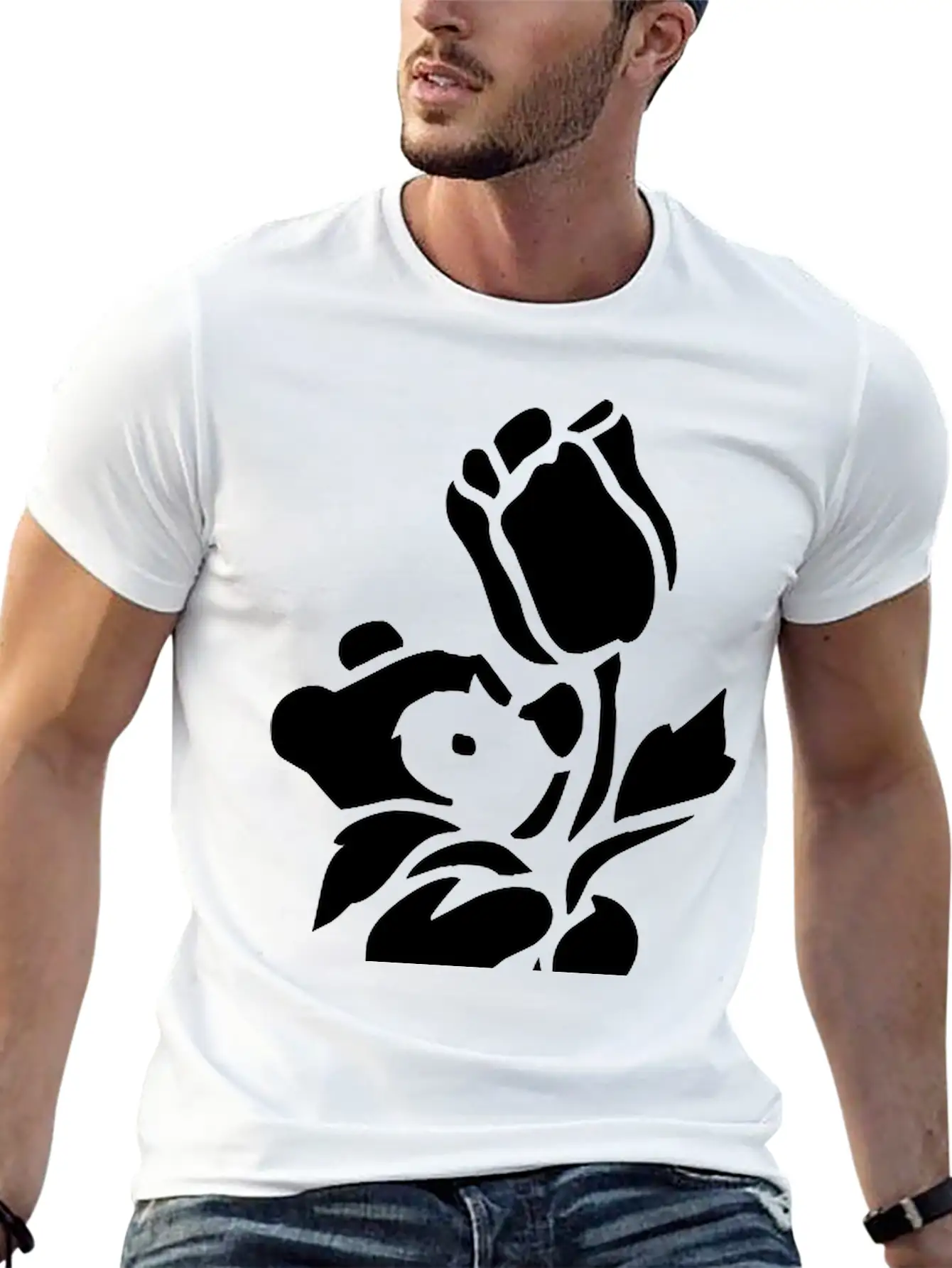Baby Bear With A Giant Flower Soft Cotton Short Sleeve Tee ¨C Unisex Wardrobe Staple