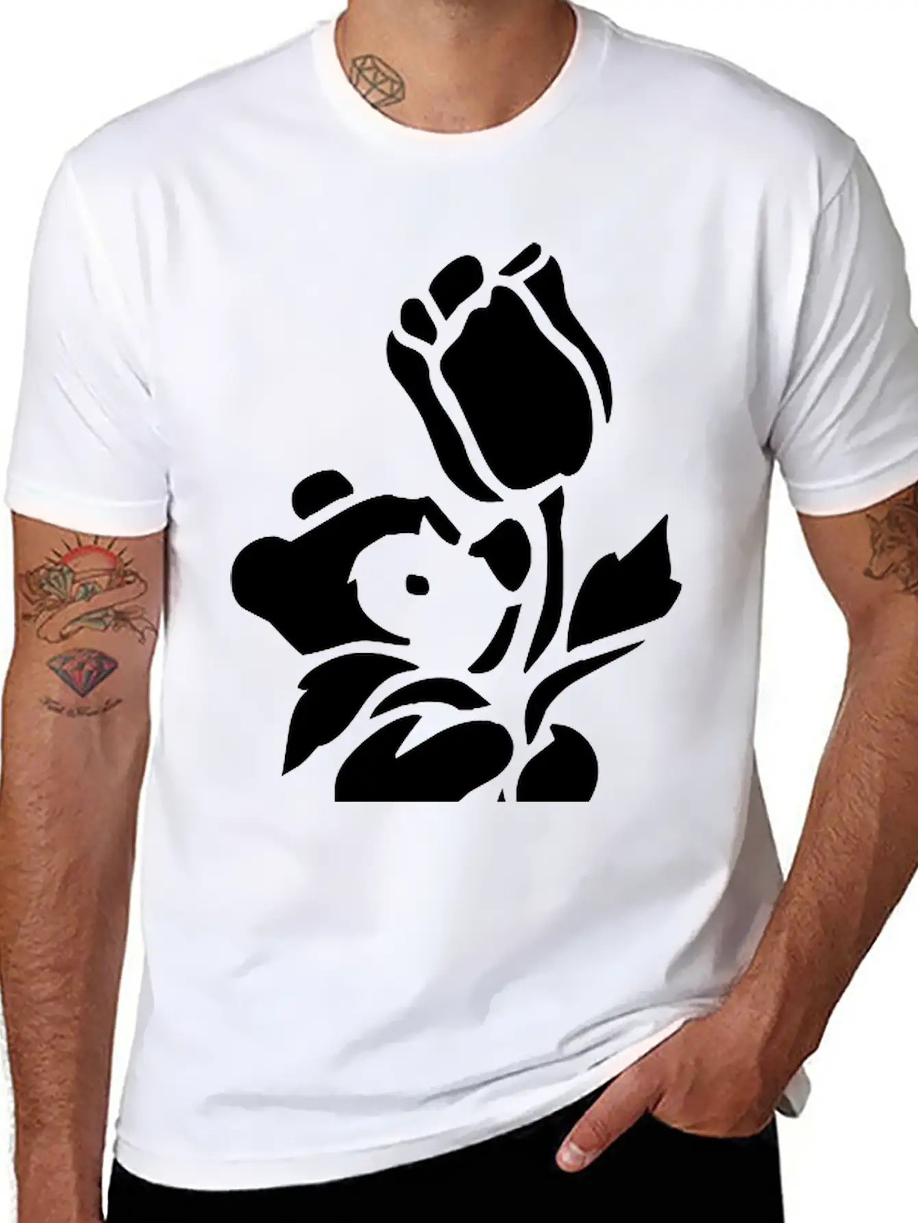 Baby Bear With A Giant Flower Soft Cotton Short Sleeve Tee ¨C Unisex Wardrobe Staple