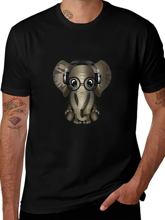Baby Elephant Dj Wearing Headphones & Glasses Gift Essential Cotton Tee For Daily Outfits ¨C Unisex Style