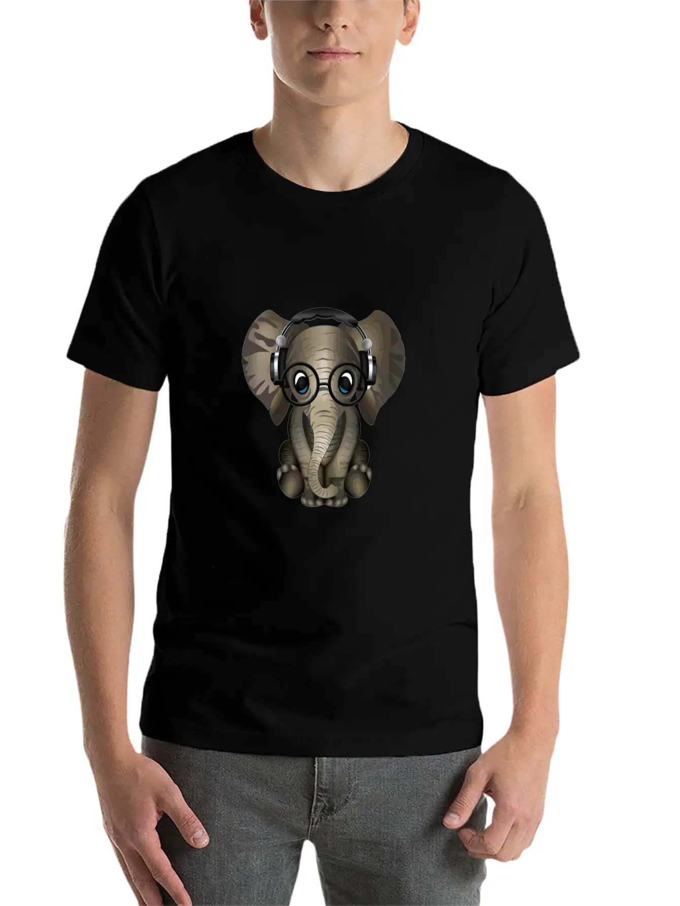 Baby Elephant Dj Wearing Headphones & Glasses Gift Essential Cotton Tee For Daily Outfits ¨C Unisex Style
