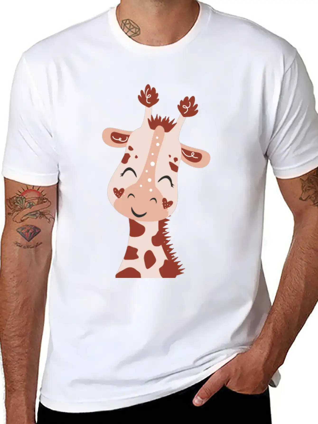 Baby Giraffe Essential Cotton Tee For Daily Outfits ¨C Unisex Style