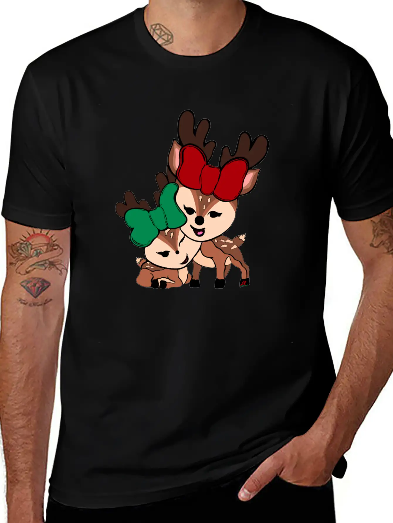 Baby Reindeer Digital Drawing By L Raya Basic Graphic T-Shirt ¨C Daily Comfort In Soft Cotton