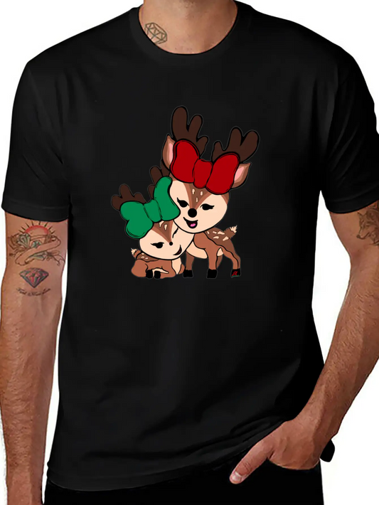 Baby Reindeer Digital Drawing By L Raya Basic Graphic T-Shirt ¨C Daily Comfort In Soft Cotton